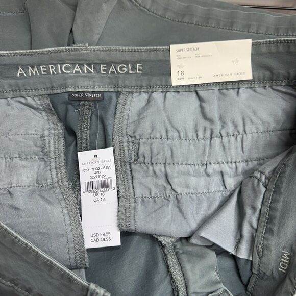 American Eagle Midi Shorts Womens 18 Green Low Rise Super Stretch Twill NEW - Picture 5 of 10